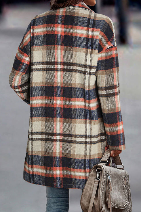 Plaid Button Up Lapel Jacket